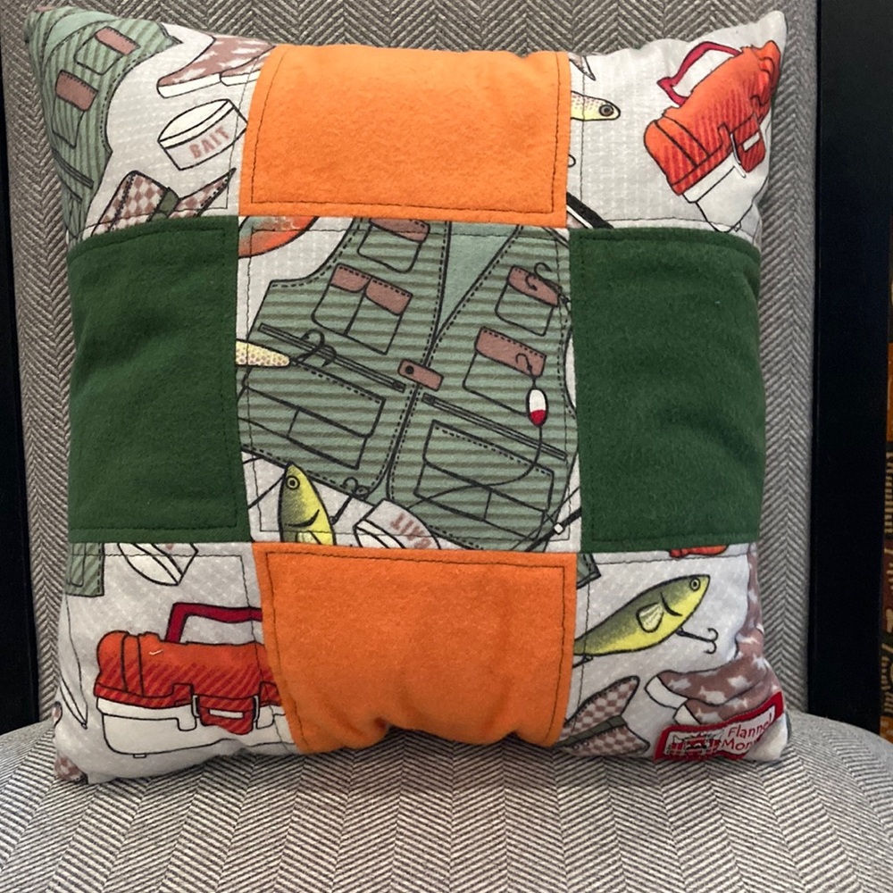NEW Fishing Patchwork Pillow